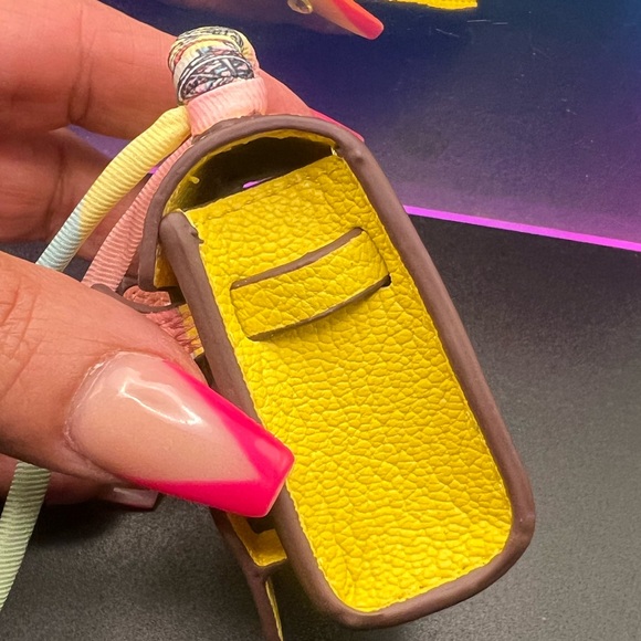 Yellow Mini Bag with Pink and Brown Accents - Picture 3 of 8